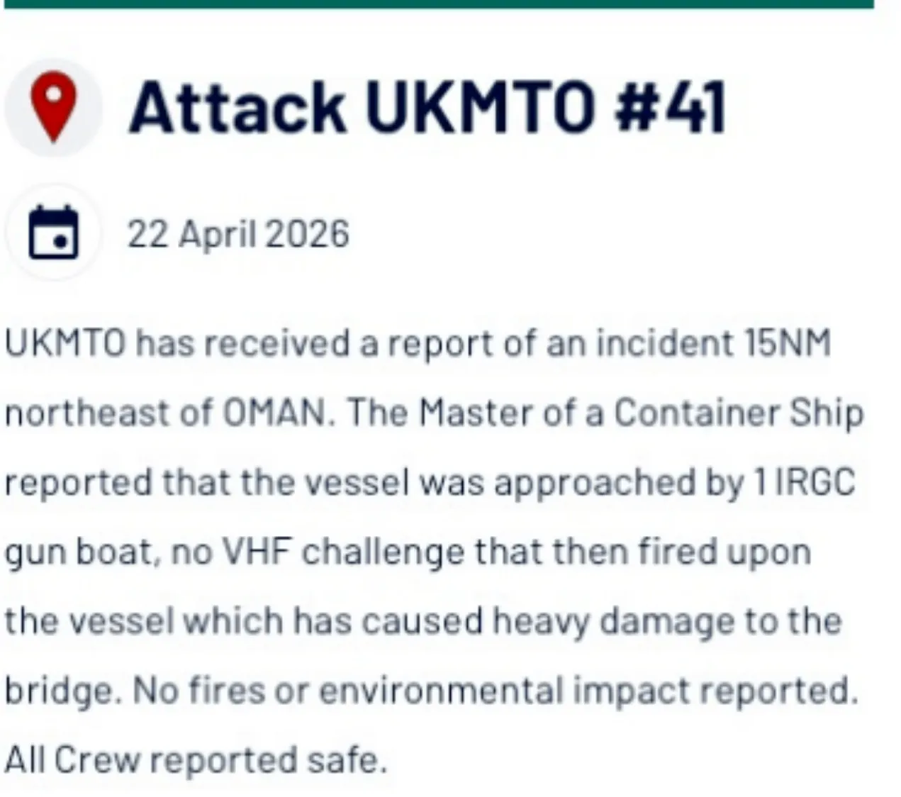 UKMTO Advisory